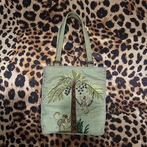 Ermo Collection Green Monkey & Palm Tree Beaded Bag